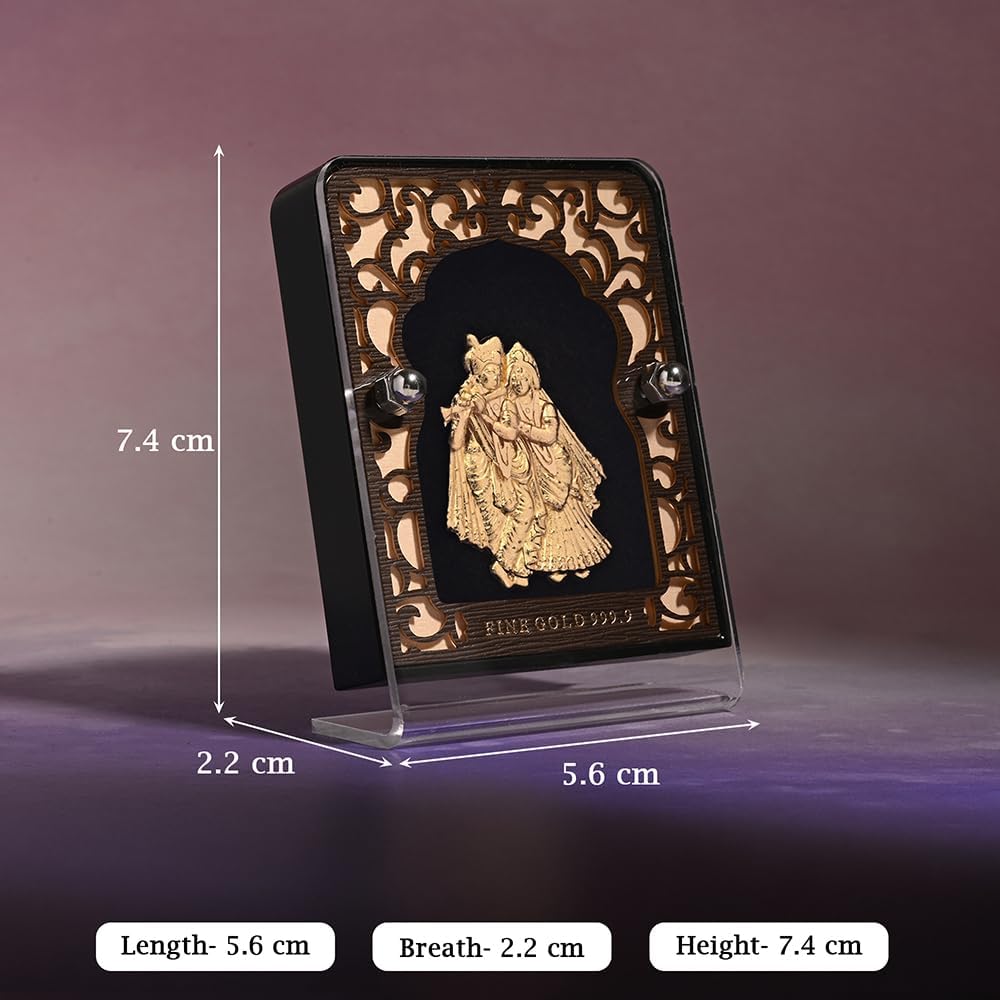 24K Gold Foil Radha Krishna Table Top Frame Premium Gift & Decor