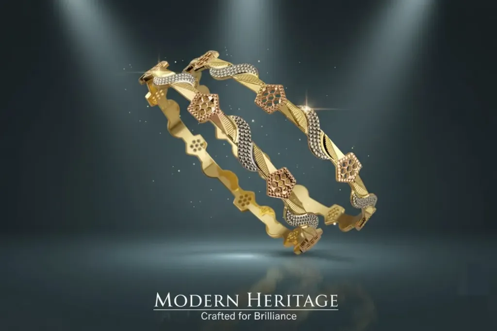 24K Gold Polish CNC Bangles (2 Pcs)