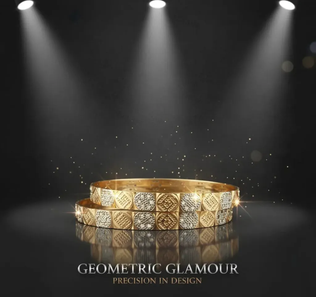 24K Gold Polish CNC Bangles (2 Pcs)
