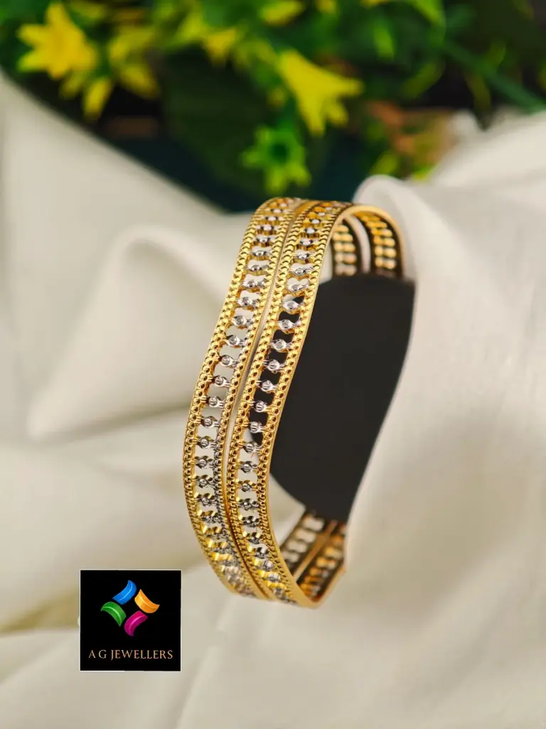 24K Gold Polish CNC Bangles (2 Pcs)