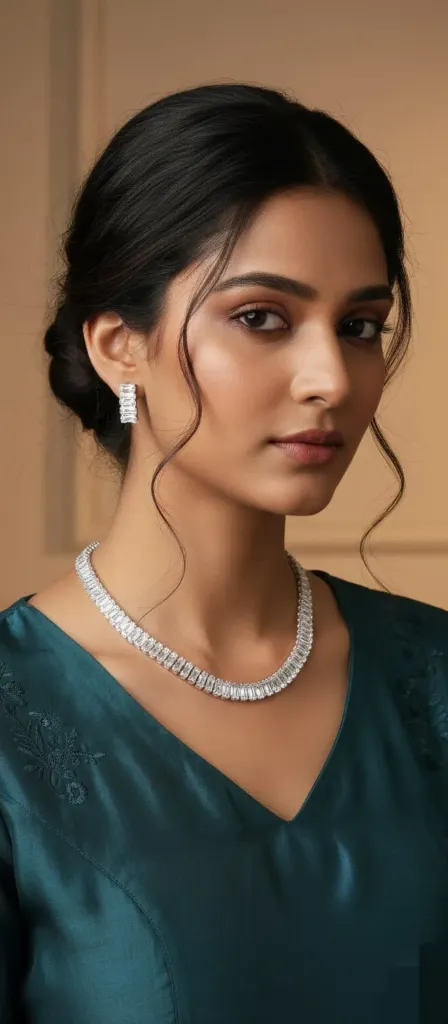 Ethereal Baguette-Cut Diamond Choker & Earring Set