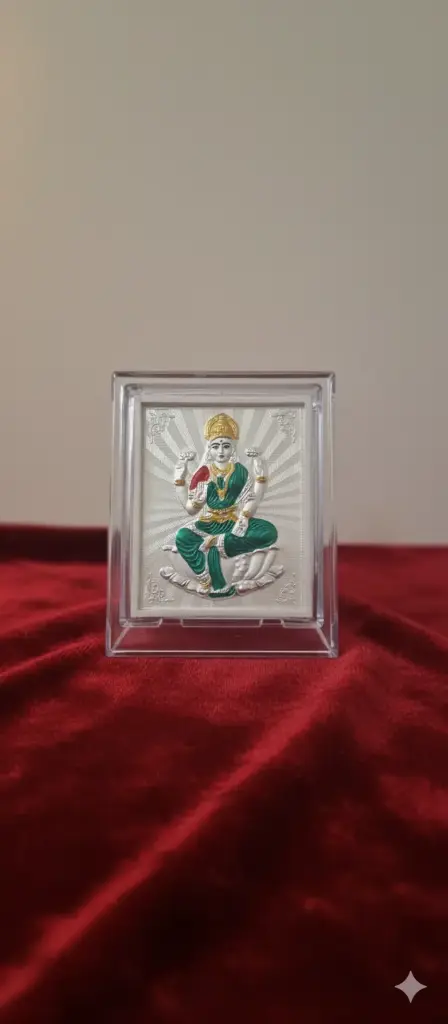 999 Pure Silver Lakshmi  Idol Coin With Premium Display Stand