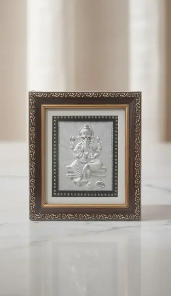 999 Pure Silver Ganesh Ji Frame Premium Gift