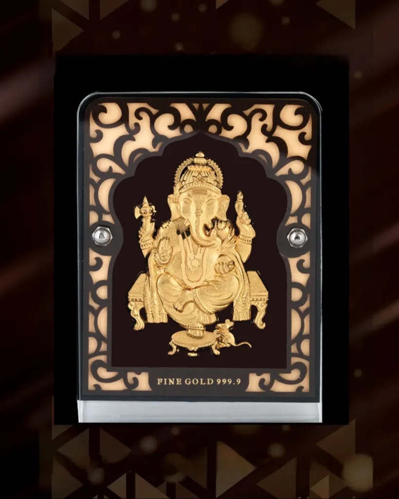 24K Gold Foil Ganesh Ji Table Top Frame Premium Gift & Decor