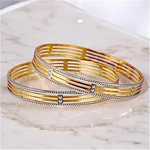 24K Gold Polish CNC Bangles (2 Pcs)