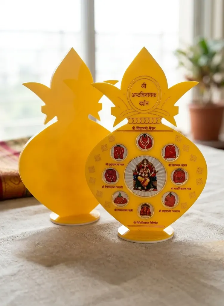 999 Pure Silver Ashtavinayak Darshan Idol Frame with Premium Display Stand