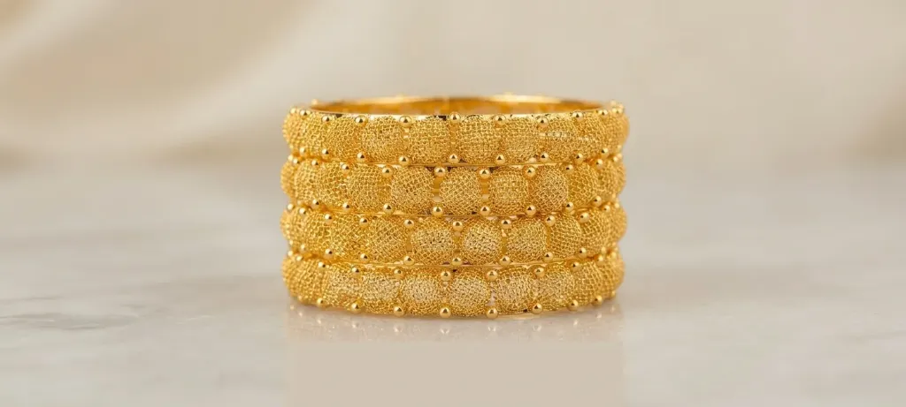 1GM Gold Forming Floral Bangles Set of 4