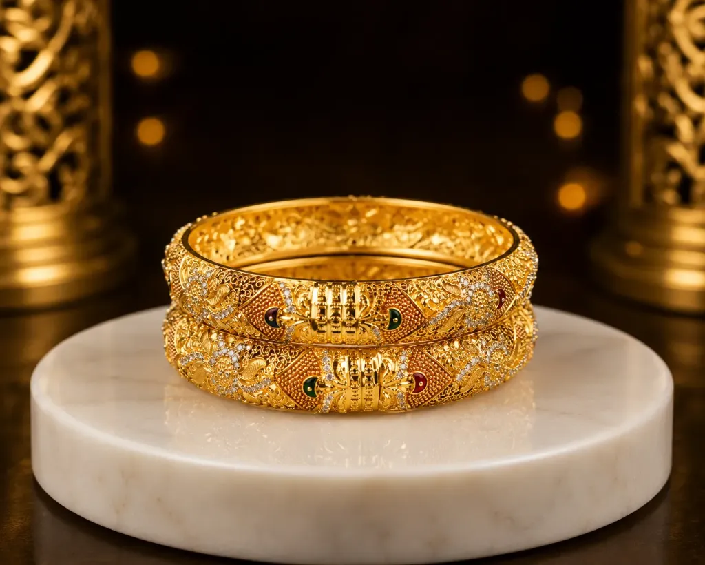 1GM Gold Forming Bangles Set (2 PCS)