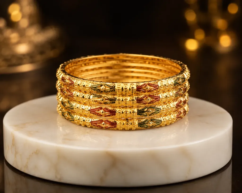 1gm Gold Forming Traditional Bangles Set (Set of 4)