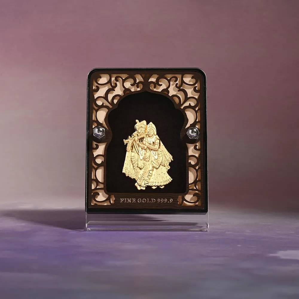 24K Gold Foil Radha Krishna Table Top Frame Premium Gift & Decor