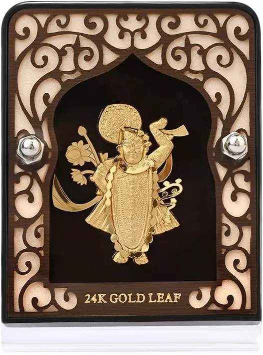 24K Gold Foil Shree Nath Ji Table Top Frame Premium Gift & Decor