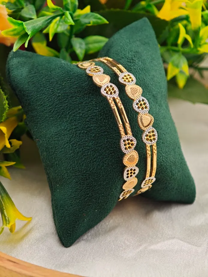 24K Gold Polish CNC Bangles (2 Pcs)